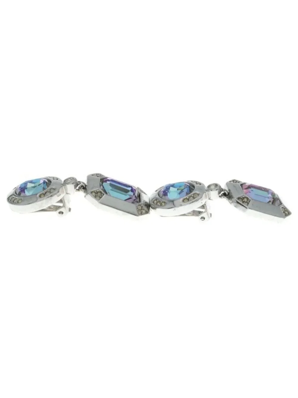Dior Vintage Silver Earrings Clear - Picture 3 of 6